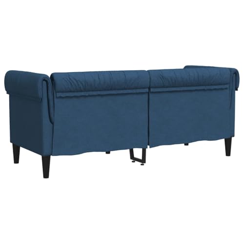 Sofá de 2 plazas azul Chesterfield de tela acolchado 182cm de largo 7