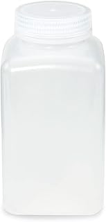 Globe Scientific 7161000 Diamond RealSeal Bottle, Wide Mouth, Square, PP with PP Closure, 1000mL, 6/Pack