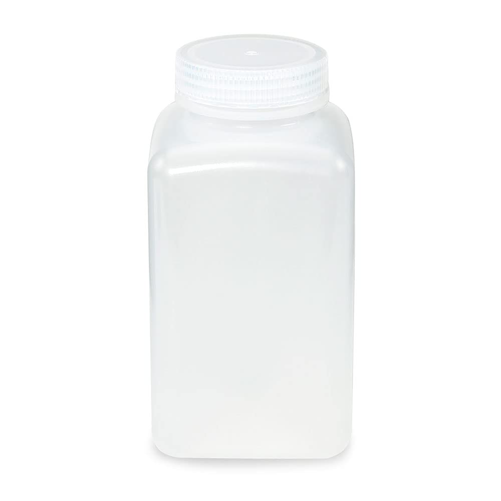 Globe Scientific7161000 Diamond RealSeal Bottle, Wide Mouth, Square, PP with PP Closure, 1000mL, 6/Pack