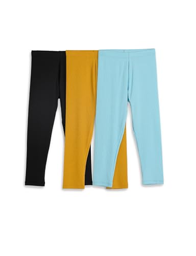 Image of Amazon Brand - Symbol Girl's Cotton Ribbed Stretchable Leggings | Ankle Length | Aged 2-14 Years