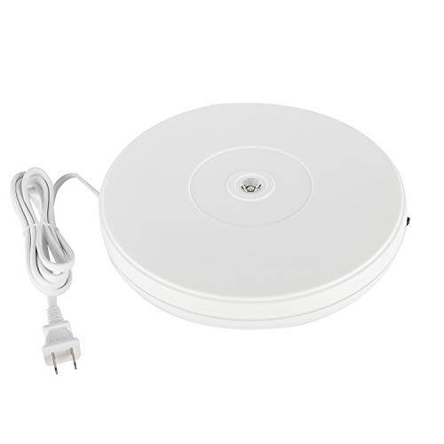 Artilife 10Inch/25cm Diameter White Electric Motorized Rotating Turntable Display Stand with LED, 44 Lb Centric Loading for Shop Display