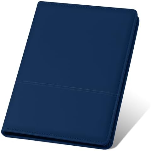 Lcjtop Padfolio Binder A5 Document Organizer with Refillable Lined Notepad, Junior Size Folder Portfolio for Men Women,Navy Blue. Cover
