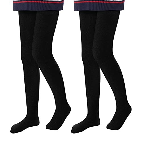 L&K-II Collants Thermiques fille Collants enfants avec Doublure hiver Chaud Opaque Douillet seamless Treggings taille Haute Collant multicolore 4611 Noir 134-140
