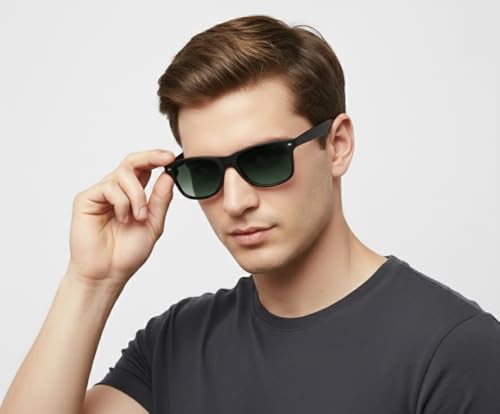 Image of HAZON Premium Rubber Coated UV400 Protected Goggles For Men | Stylish Sunglasses | Driving, Riding, Anti glare Glasses (Way BKGR 55) (GREEN)