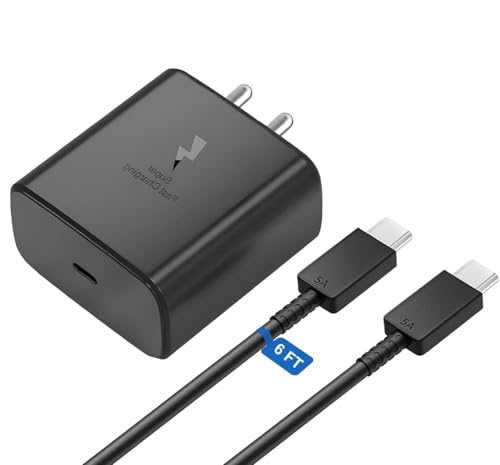 Image of Original 25w Charger | Type C to C Charger | in - Built Safety Featurew | Compatible with Samsng Galaxy S21 FE S20 FE M51 M31 M21 A71 A51 | New Model Black Colour*