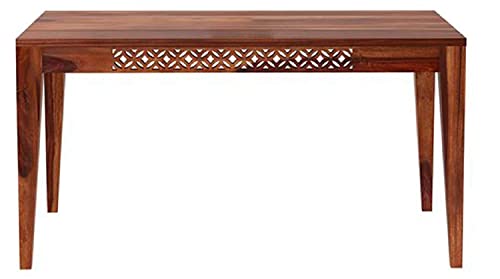 Image of Solid Wood 6 Seater Dining Room Sets || Wooden Dining Table with Chairs and Bench|| Dining Table Set for Home Living Room Furniture (CNC with Bench, 6 Seater)