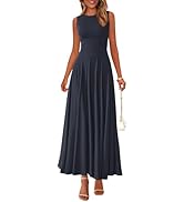 PRETTYGARDEN Womens Spring Dresses 2025 Casual Sleeveless Crewneck Aline Maxi Dress Stretch Tank ...