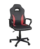 KAYELLES Silla Gamer, Altura ajustable, asiento de piel sintética bicolor, giratorio 360°, reposabrazos acolchados, ruedas WAN (negro-rojo)
