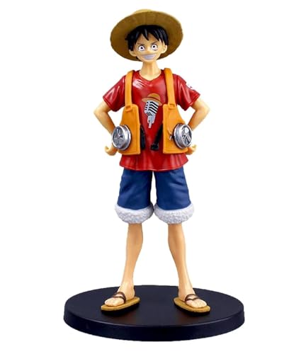 Image of Awestuffs Large Action Figure Monkey D with Jacket and Base Limited Edition for Car Dashboard, Decoration, Cake, Office Desk & Study Table 1 Piece