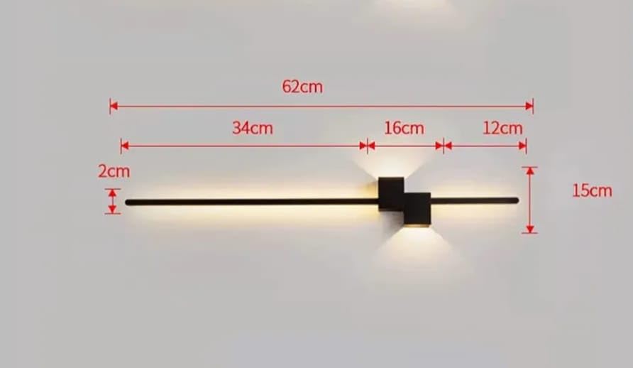 Image of Glowave Metal Modern Black Linear LED Long Tube Wall Light for Bedroom, Bedside, Living Room, Hallway - Tricolour | Warm White, Natural White | (600Mm)
