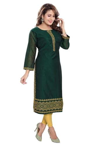 Image of DREAM & DZIRE Silk Kurti for Women Solid in Plus Size & Small Size.