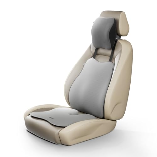 Image of Frido Ultimate Car Comfort Combo | Neck Rest, Backrest & Wedge Seat Cushion Combo of 3 | Ergonomic Neck, Back & Seating Support | Driving & Daily Commutes | Posture Correction | Universal Fit | Grey