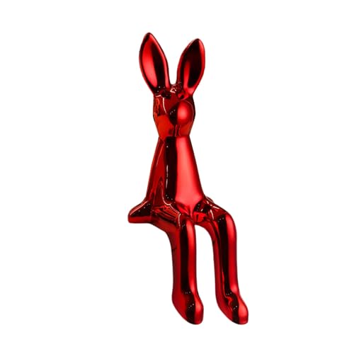 pziutdema Escultura de conejo, estatua de animal robusta, escultura decorativa, figura de conejo sentada, decorativa y creativa, figura de conejo sentada, para estantería, oficina, escritorio, sala de