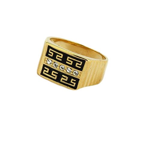Bague plaqué Or 18 carats avec Onyx et Zirconium de haute qualité T68