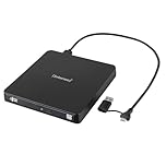 Intenso externes CD/DVD Laufwerk/externer Brenner EOD 400D Slim, USB 3.2, für Laptop, Desktop PC, iMac, MacBook, Windows, MacOS, inkl. kostenloser Brenn-Software Ashampoo Burning Studio, Schwarz