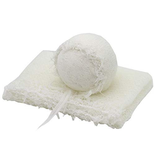 Juliyan ニューボーンフォト ラップ 新生児 ブランケット 帽子 モヘア製 ベビー 着ぐるみ お包み 寝相アート 小道具 小物 ホワイト