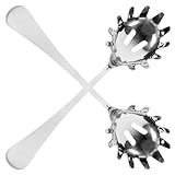 BAZEITFLOW 2 Stück Edelstahl Nudellöffel Spaghettilöffel mit Ergonomischem Griff Multifunktionaler Küchenlöffel für Pasta Eier und Teigtaschen Rostfrei und Leicht zu Reinigen