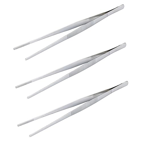 OKUMEYR 3pcs Small Food Clips BBQ Tongs Steak Clip Fishbone Tweezers Cooking Utensils