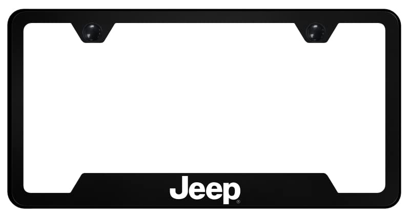 Au-TOMOTIVE GOLD INC. Officially Licensed UV Print Logo on Black Polycarbonate Notched License Plate Frame for Jeep
