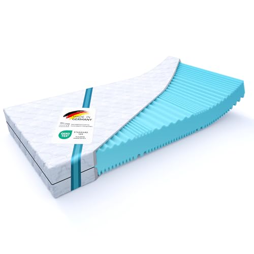 MSS Aqua Deluxe - 7 Zonen Wellness Kaltschaummatratze - 90 x 190 cm x 16 cm - Härtegrad H2 & H3 - Matratze Wendematratze Kaltschaum Oeko-TEX