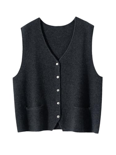 Women Waistcoat Top Cashmere Cardigan Sweater Sleeveless V-Neck Office Soft Vest