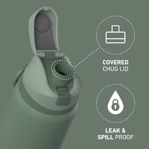 Hydrapeak Oasis 32 oz Water Bottle with Chug Lid, Stainless Steel Insulated Water Bottle For Men and Women, Sage Leaf - Image 2