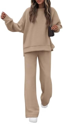 KIRUNDO Fall Sweatsuits Women 2 Piece Outfit Lounge Sets 2025 Matching Airport Oversized Sweatshirt Sweatpants Tracksuit