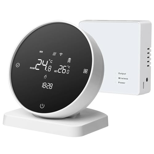 Termostato WiFi InaláMbrico para CalefaccióN de Caldera de Gas Termostato WiFi Tuya Compatible con Control de AplicacióN de Voz Funciona