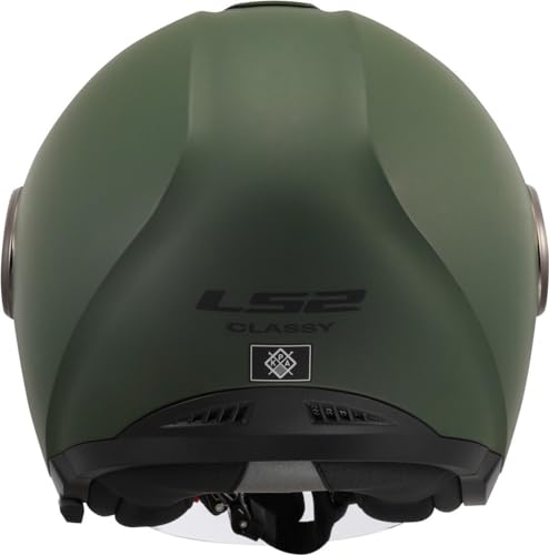 Casco jet LS2 Classy Solid verde militar talla XXL para moto custom y scooter de ciudad 3