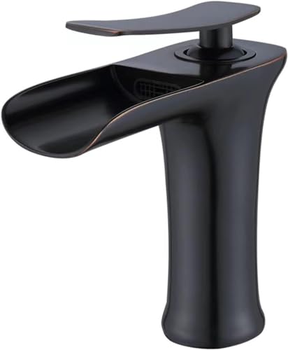 Robinet de salle de bain en laiton luxe mitigeur cascade noir et or chic