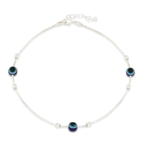 Image of ZAVYA 925 Sterling Silver Anklet | Rhodium Plated Precious Cubic Zirconia Women Chain Anklet | Gifts For Women & Girls | With Certificate of Authenticity and 925 Hallmark