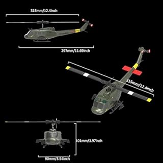NBJIALIN RC ERA C032 UH-1 Huey Elicottero telecomandato per adulti, 1/48 Sacle 2.4G 6CH Gyro Stabilized Aircraft with Altitude Hold & Optical Flow,3D Stunt Drone (giallo)