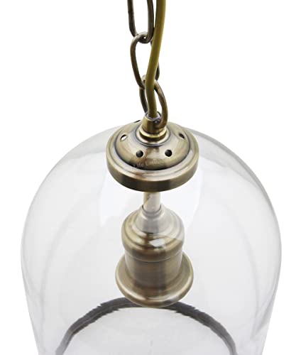 Antique Brass Pendant Light Glass Ceiling Lampshade Bell Vintage Chain Lantern H3054-F - Image 5