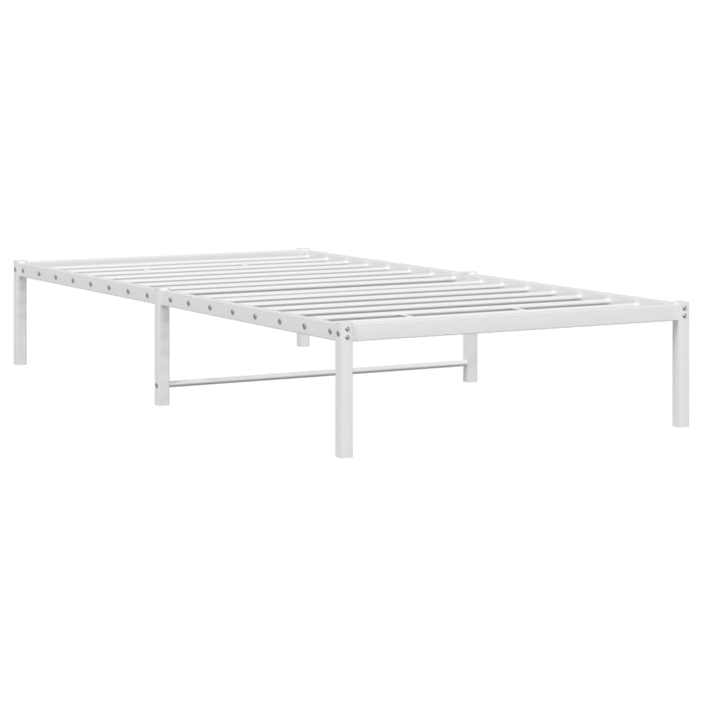 vidaXL Estructura de Cama, Somier de Listones con Almacenaje, Armazón Marco de Cama de Invitados, Mueble para Dormitorio, Metal Blanca 100x190 cm