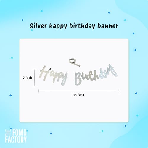 Image of The FOMO Factory 53 Pcs Pastel Blue Birthday Decoration Kit | Metallic Shiny Balloon Arch + Large Pastel Blue Curtain + HBD Banner | Easy Birthday Decoration for Boy, DIY Kids Party Prop (Blue53)
