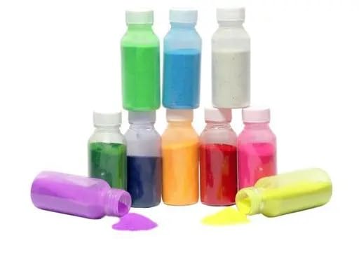 Polvo Rangoli multicolor KULIA juego de 12 piezas artesanal con botella Indian Pooja Item pintura