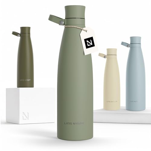 Image of LARS NYSOM Stainless Steel Insulated Water Bottle 25oz 34oz | Insulated Thermo Flask for Hot and Cold Beverages | Leakproof Drinking Bottle (Sage Green, 33.9oz)
