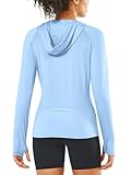 ALLZERO Women's Sun Protection Hoodie UPF 50+ Lightweight Long Sleeve with Back Breathable Mesh for Outdoor Fishing Hiking SKYBLUE-2XL