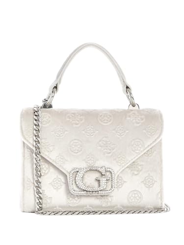 Image of Guess Women's Off White Printed Satchel Bag| Ladies Purse Handbags | Gift For Ladies