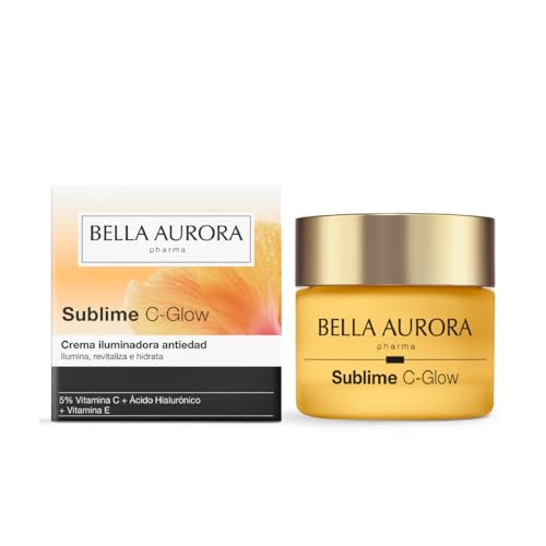 Bella Aurora Sublime C-Glow | Crema iluminadora antiedad con vitamina C estabilizada, ácido hialurónico y extracto marino | Ilumina, revitaliza e hidrata la piel apagada | Todo tipo de pieles | 50 ml