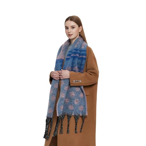 Large Blue Scarf Winter Christmas Scarves Warm Tassels Pashmina Fashion Blanket Wraps Shawl Soft Knit Scarf for Women and Girls4