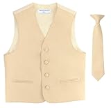 BOY'S Dress Vest & NeckTie Solid LIGHT BROWN Color Neck Tie Set, Light Brown, 6 Years