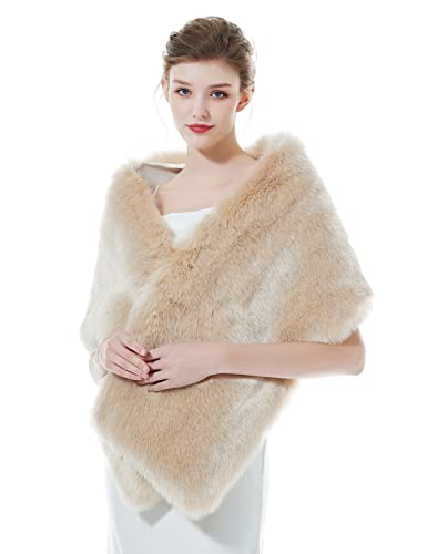 Faux fur Shawl Wrap for Wedding Women Shrug Bridal Stole Winter Cover Up Bridesmaids Cape