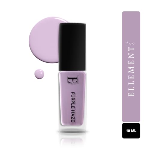 Image of Ellement Co Purple Haze Nail Polish 10 ml with soft lavender purple tone delivers glossy salon finish, smooth streak free application, quick drying formula, and long lasting chip resistant wear, perfect for pastel lovers, office wear, casual outings, brunch looks, and elegant everyday nail styling.