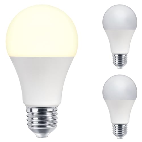 Long Life Lamp Company 10W LED E27 Light Bulb Edison Screw Warm White 3 Pack A60 White Globe