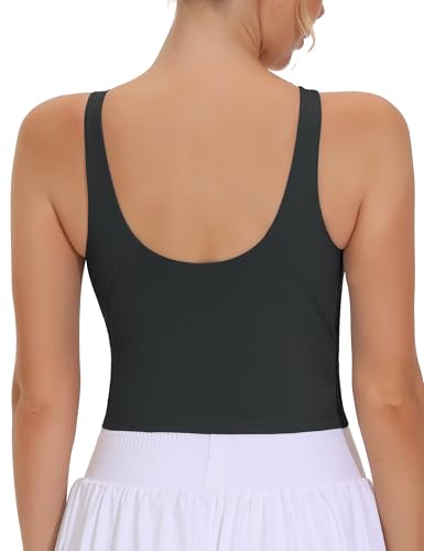Image of THE GYM PEOPLE Women Sports Bra Sleeveless Padded Running Workout Tank Tops | U-Shaped Beauty Back, High-stretch fabric, Crop design, Sleeveless, Removable pads, Ideal for workout and daily wear
