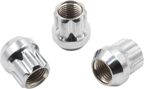 Image of Wheel Accessories Parts 24 Pcs M14x1.5 14x1.5 Thread Open End Bulge Acorn 25mm 1.00 inch Long Lug Nuts Chrome 7 Spline Truck Hex Fits Chevy Silverado GMC Sierra RAM 1500 Ford F150