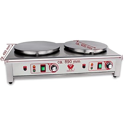 Beeketal 'BC40-2' Gastro Doppel Crepes Maker mit 2x Ø 400 mm Gusseisen Crepesplatten, 50-300 °C einstellbar, Platten separat regelbar, Profi Crepiere im Edelstahl Gehäuse mit extra Schublade – Bild 6