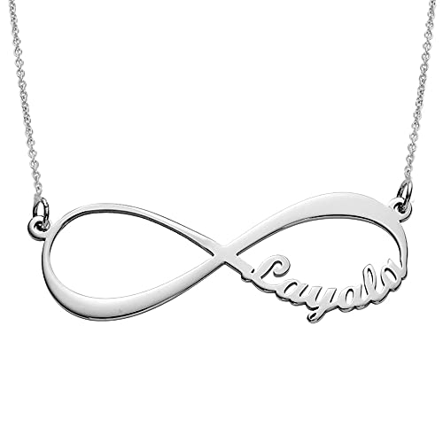 Personalized Infinity Name Necklace - Sterling Silver, Gold Plated or Solid Gold - 1-2 or 3-4 Custom Inscription - by MYKA2