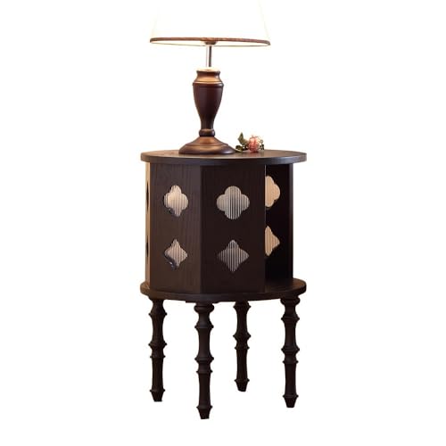 Sala de estar Mesa auxiliar vintage de madera maciza for sala estar, mesa centro almacenamiento redonda retro con diseño cielo estrellado, ideal for sofá o decorativa, funcional y elegante Centro